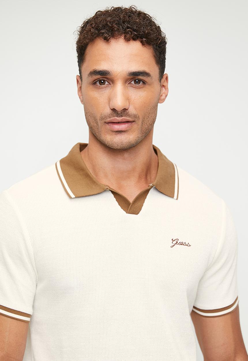 GUESS - Short sleeve weston knit polo - salt white