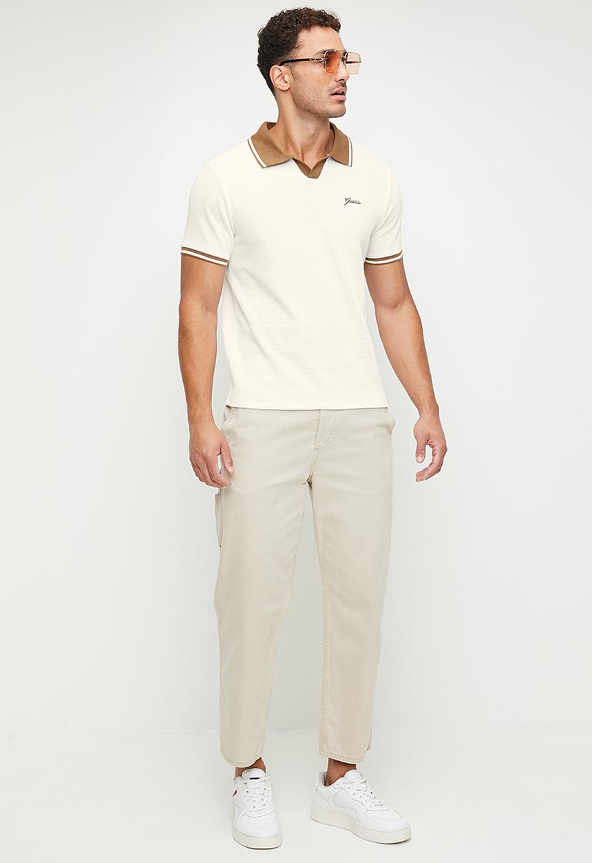 GUESS - Short sleeve weston knit polo - salt white