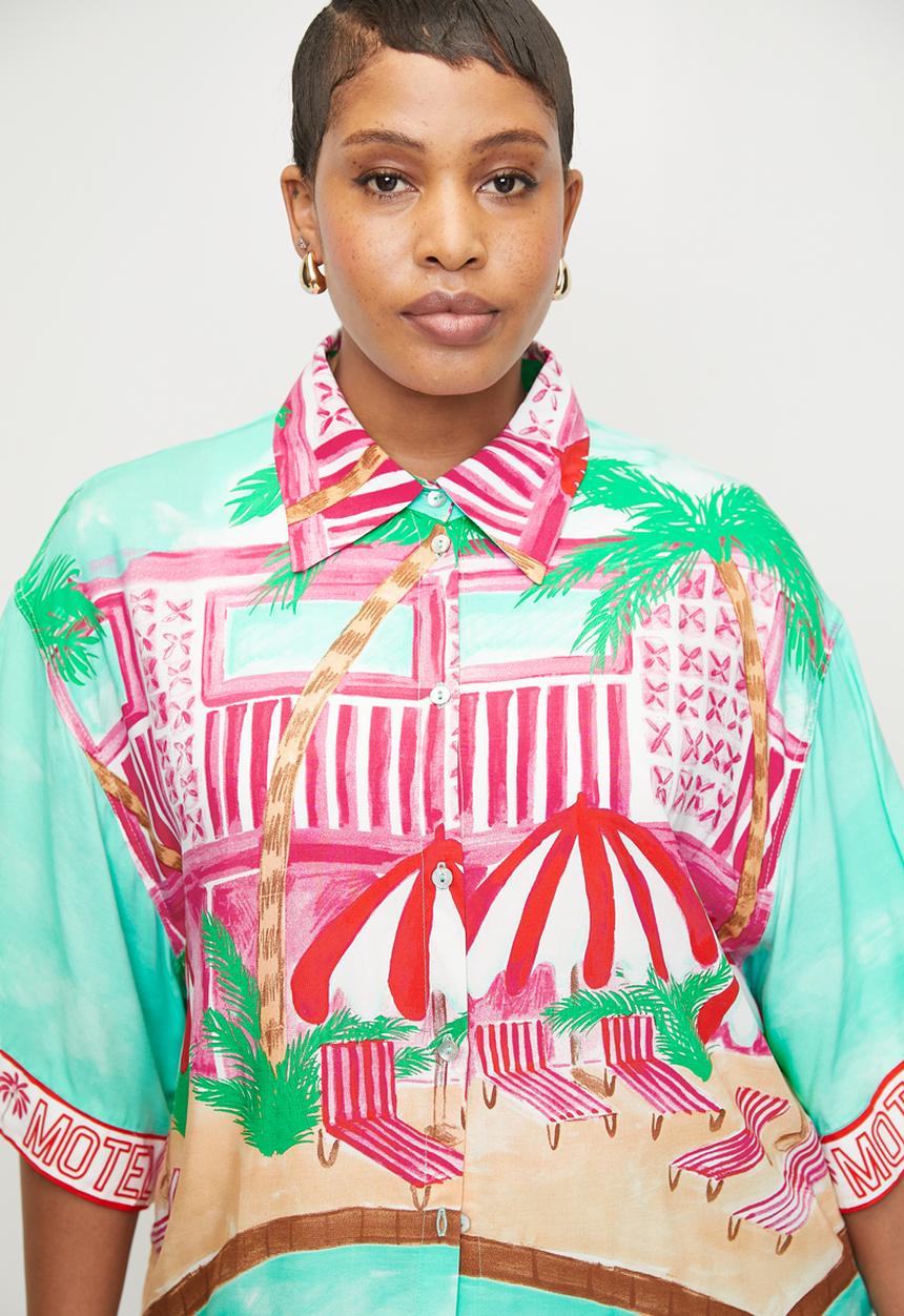 Me&B - Plus Longer length border shirt  - Motelprint