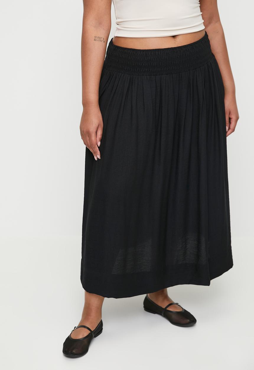 Superbalist - Capri linen full plus skirt - black