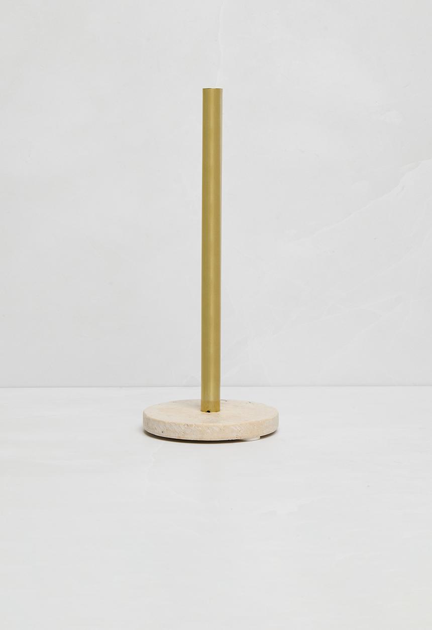 Sixth Floor - Marble base & brass paper towel holder - white       