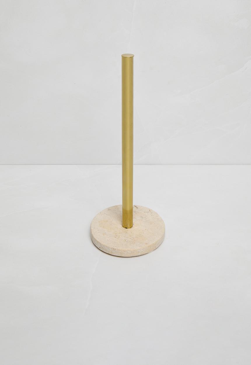 Sixth Floor - Marble base & brass paper towel holder - white       