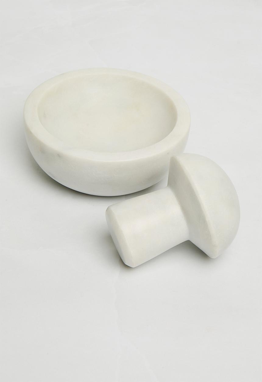Sixth Floor - Marble pestle & mortar - white