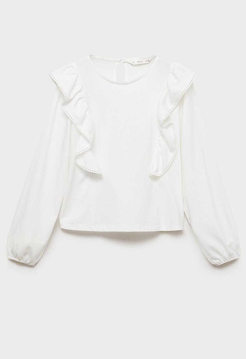 MANGO - T-shirt frill - natural