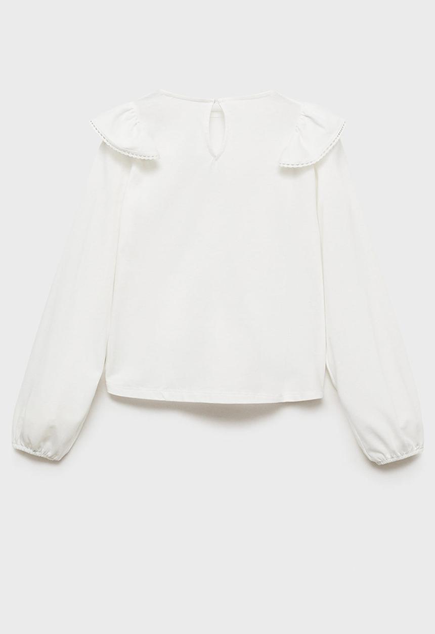 MANGO - T-shirt frill - natural