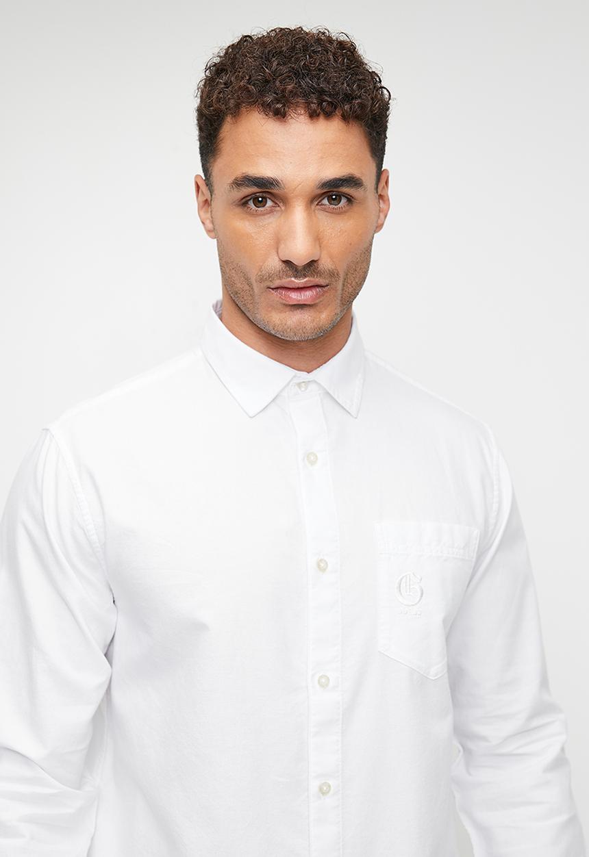 GUESS - Long sleeve collin shirt - pure white
