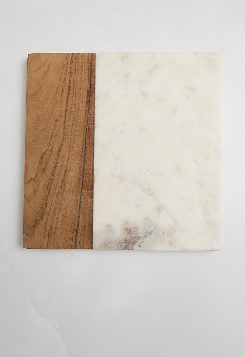 Sixth Floor - Marble & mango wood with 3 tapas mini bowls - white