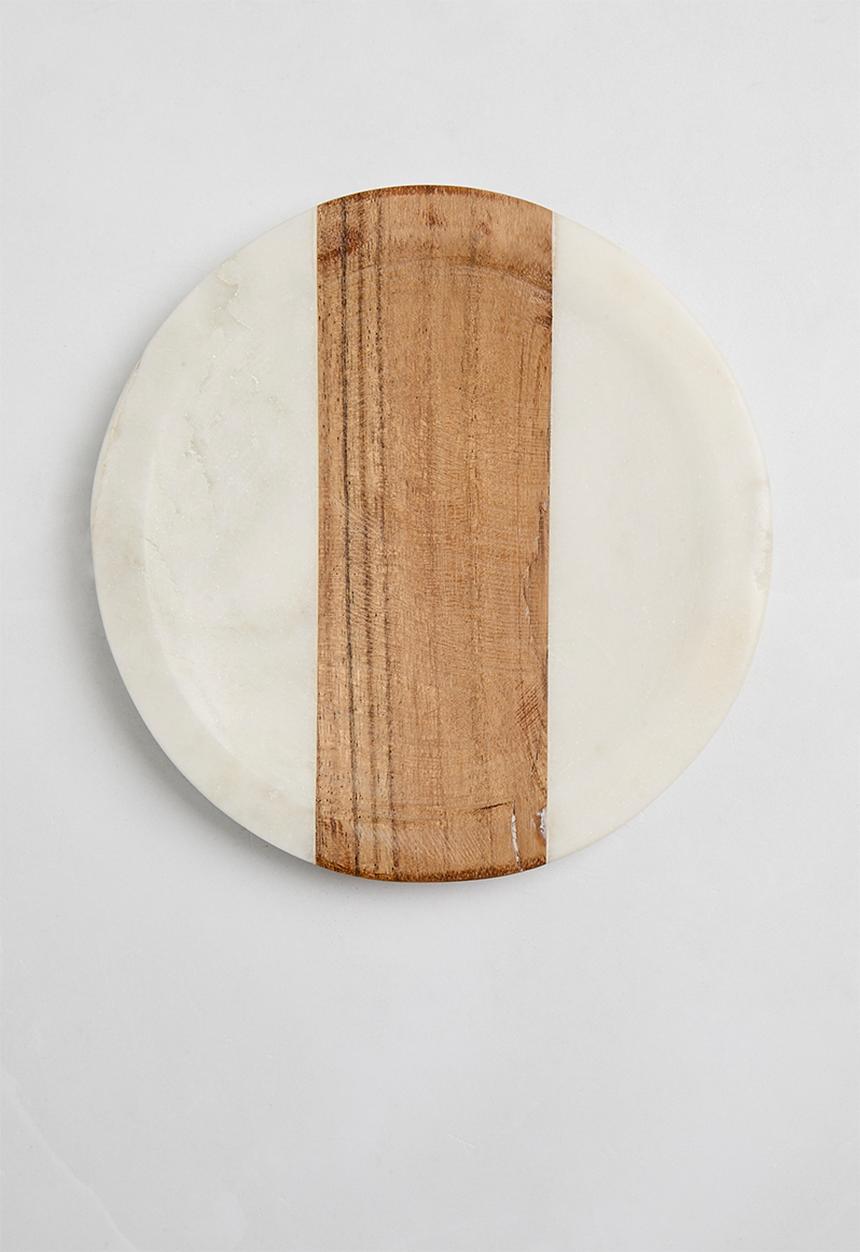 Sixth Floor - Marble & wood spoon rest - white