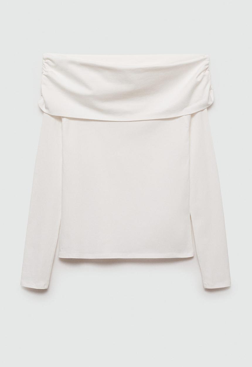 MANGO - T-shirt shoulder - natural