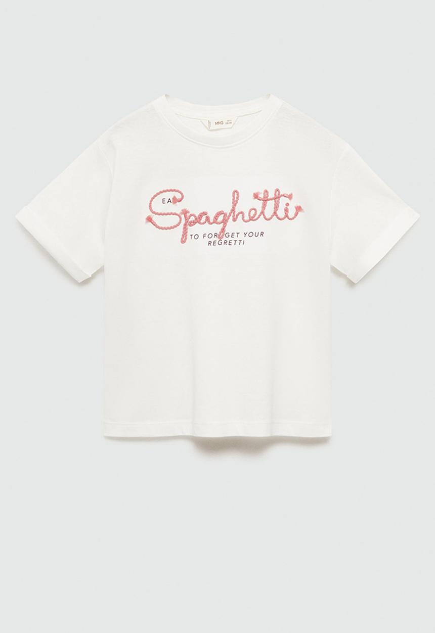 MANGO - T-shirt spagueti - natural