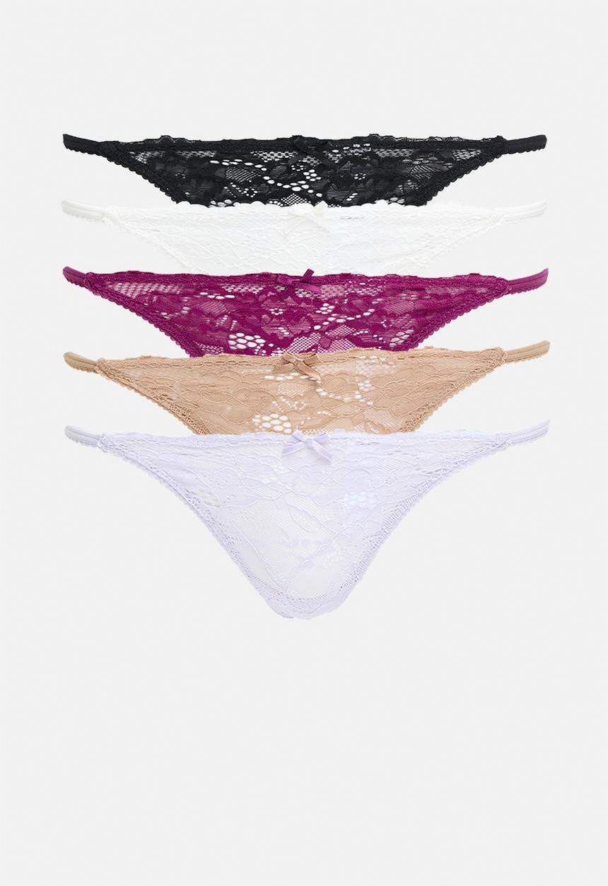 Cotton On - Everyday Lace Tanga G String 5 Pack - Multi
