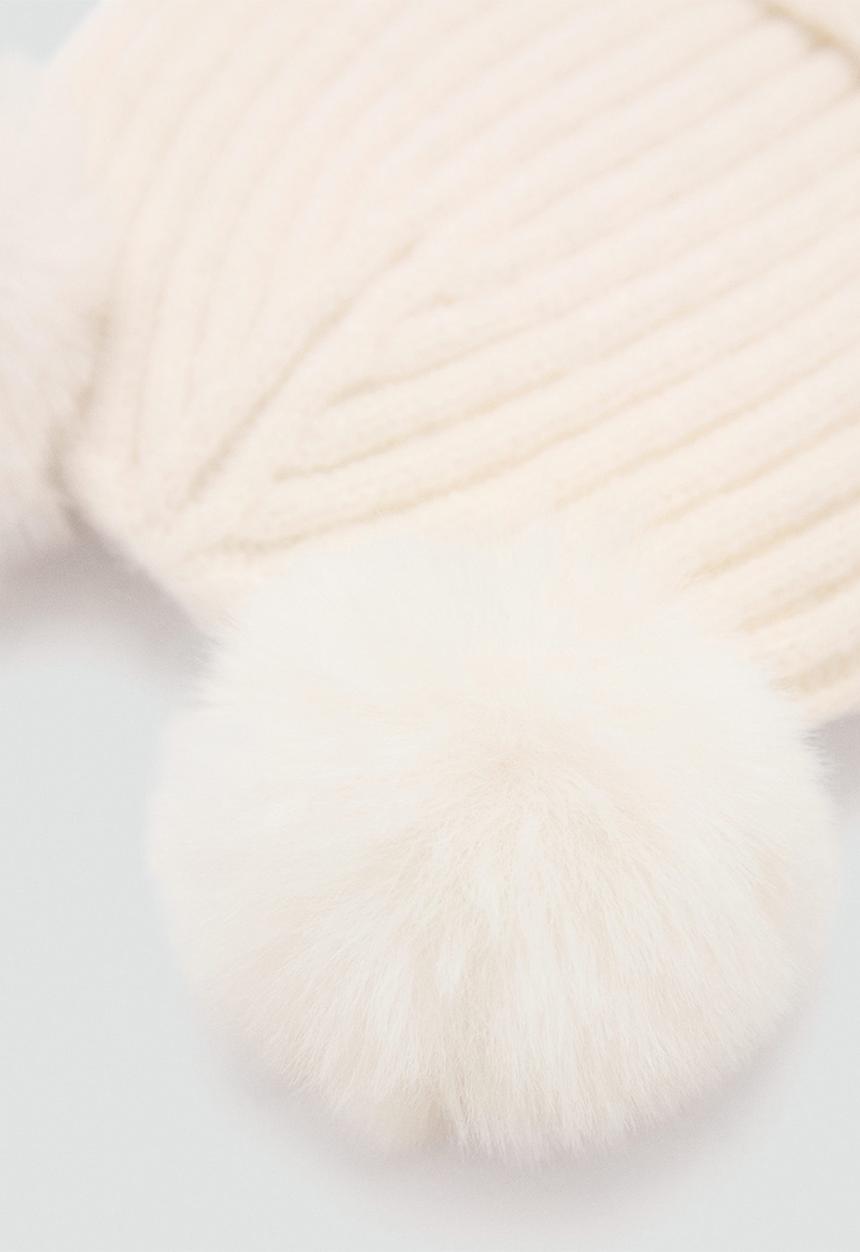MANGO - Beanie pompon - light beige