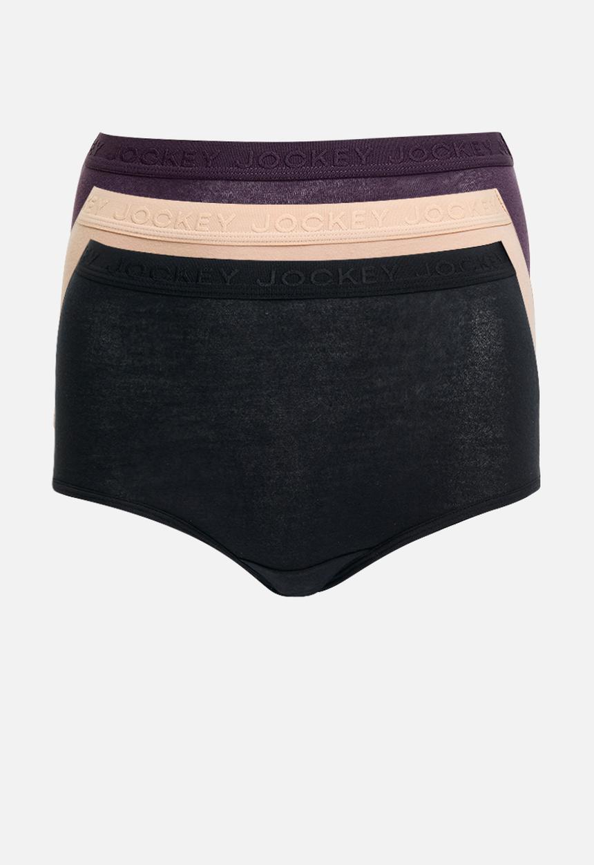 Jockey - 3 Pk Plain Full Brief - black/taupe/plum