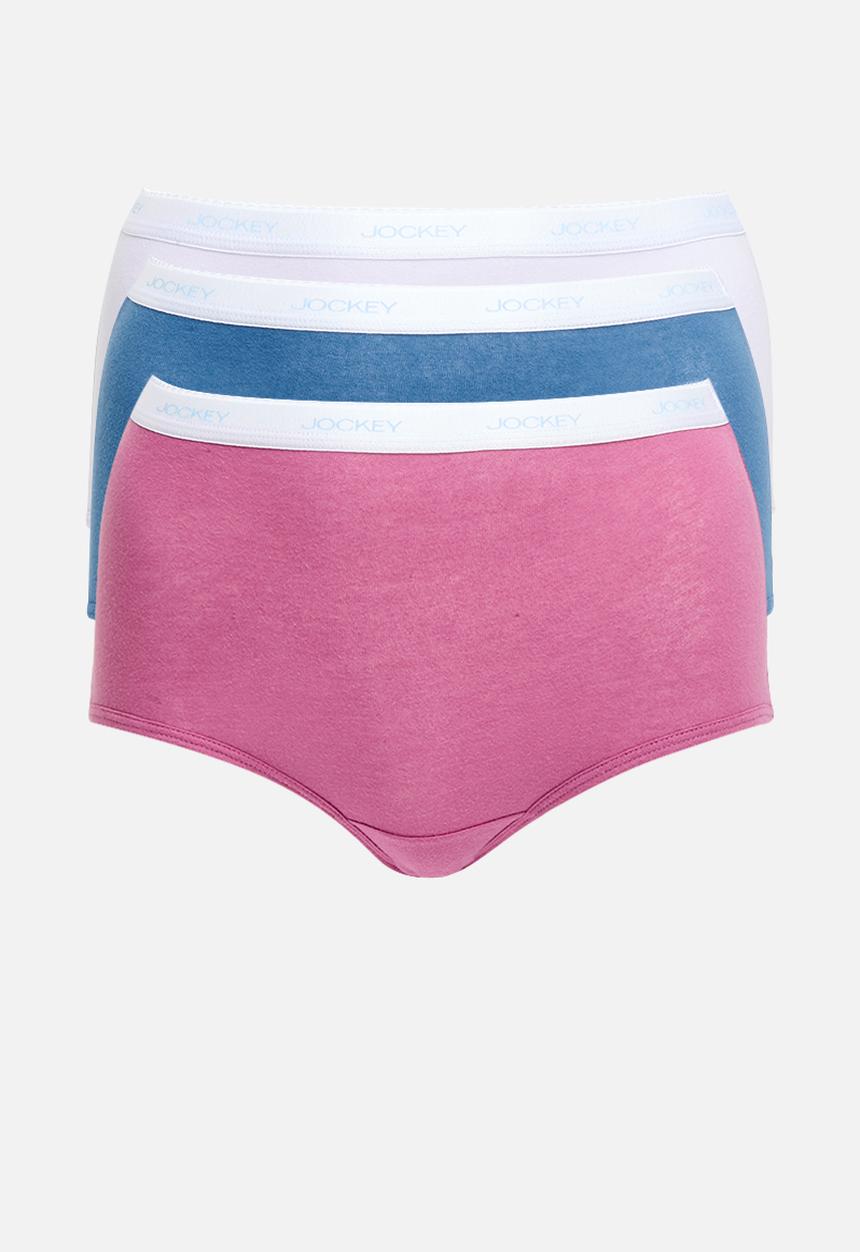 Jockey - 3 Pk Plain Full Brief - blue/mauve/petal