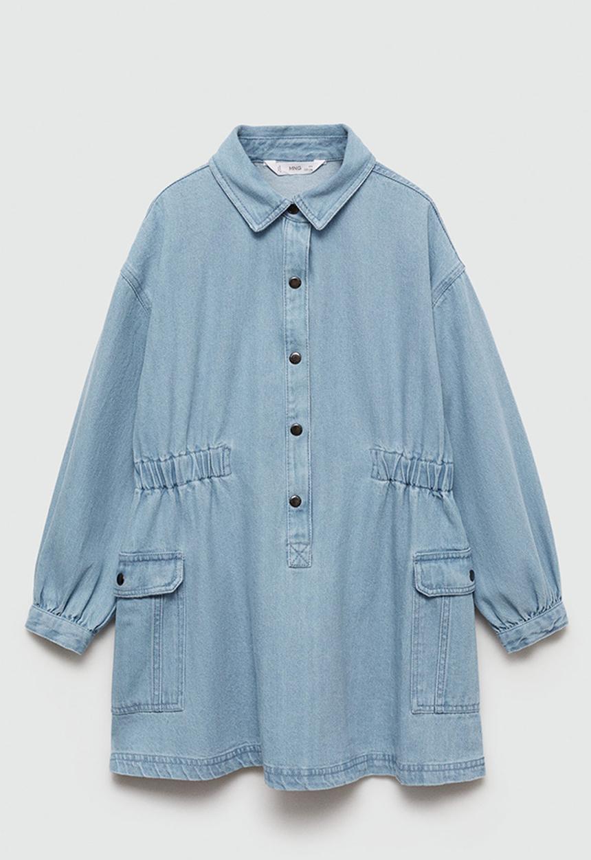 MANGO - Dress lana - open blue