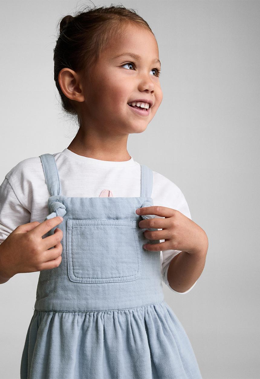 MANGO - Dungaree dress poppy - light/pastel blue
