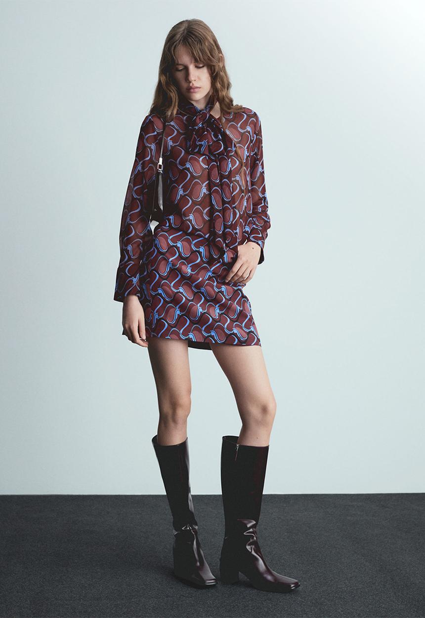 MANGO - Skirt Za - Dark Red