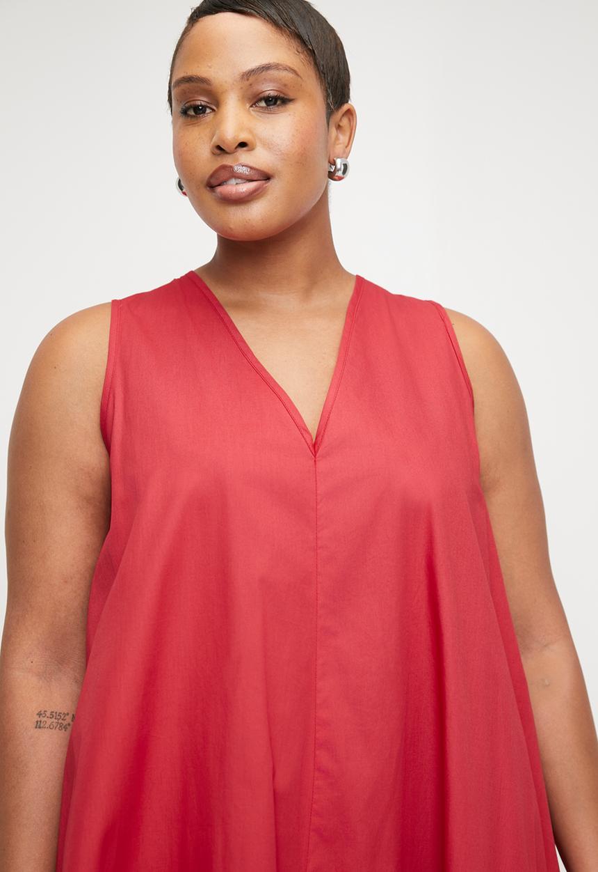 edit - Vneck Maxi Trapeze Dress - Red.