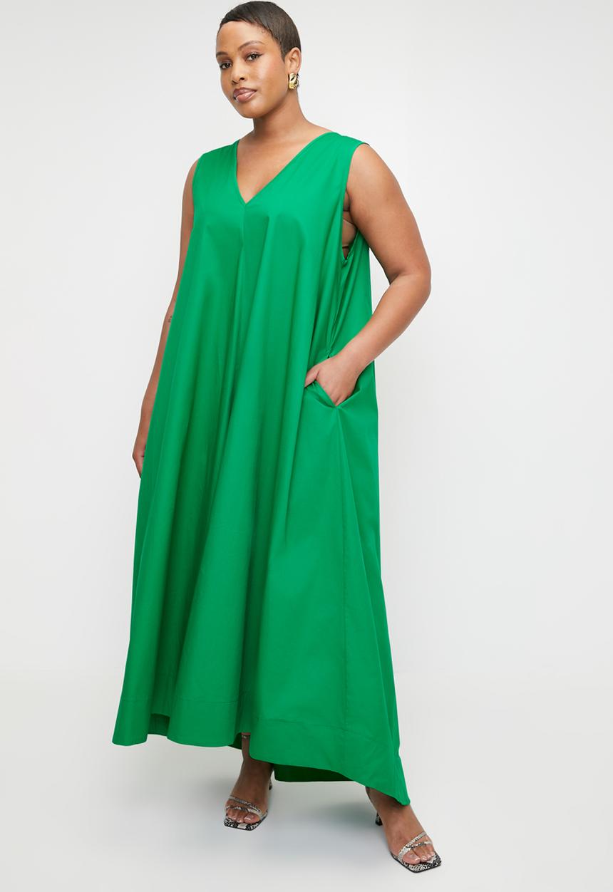 edit - Vneck Maxi Trapeze Dress - Green.