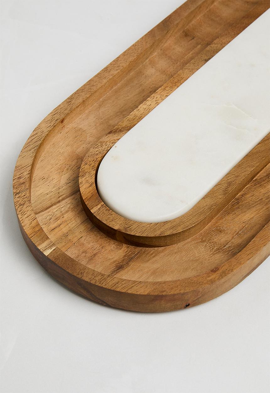 Sixth Floor - Mango wood & removeable marble serving tray