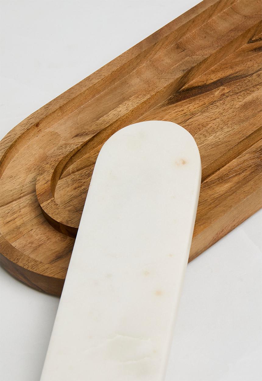 Sixth Floor - Mango wood & removeable marble serving tray