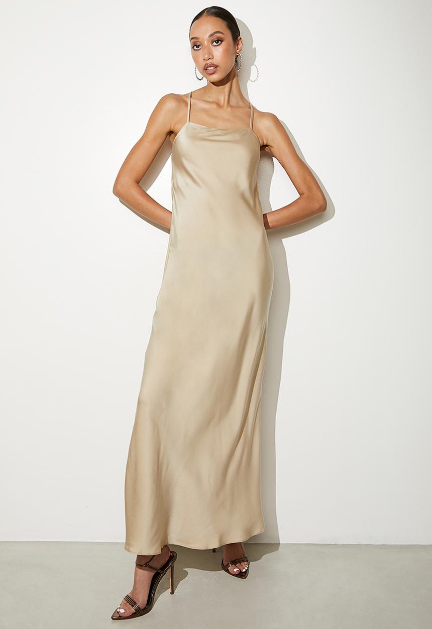 VELVET - Satin cowl midi dress - neutral 