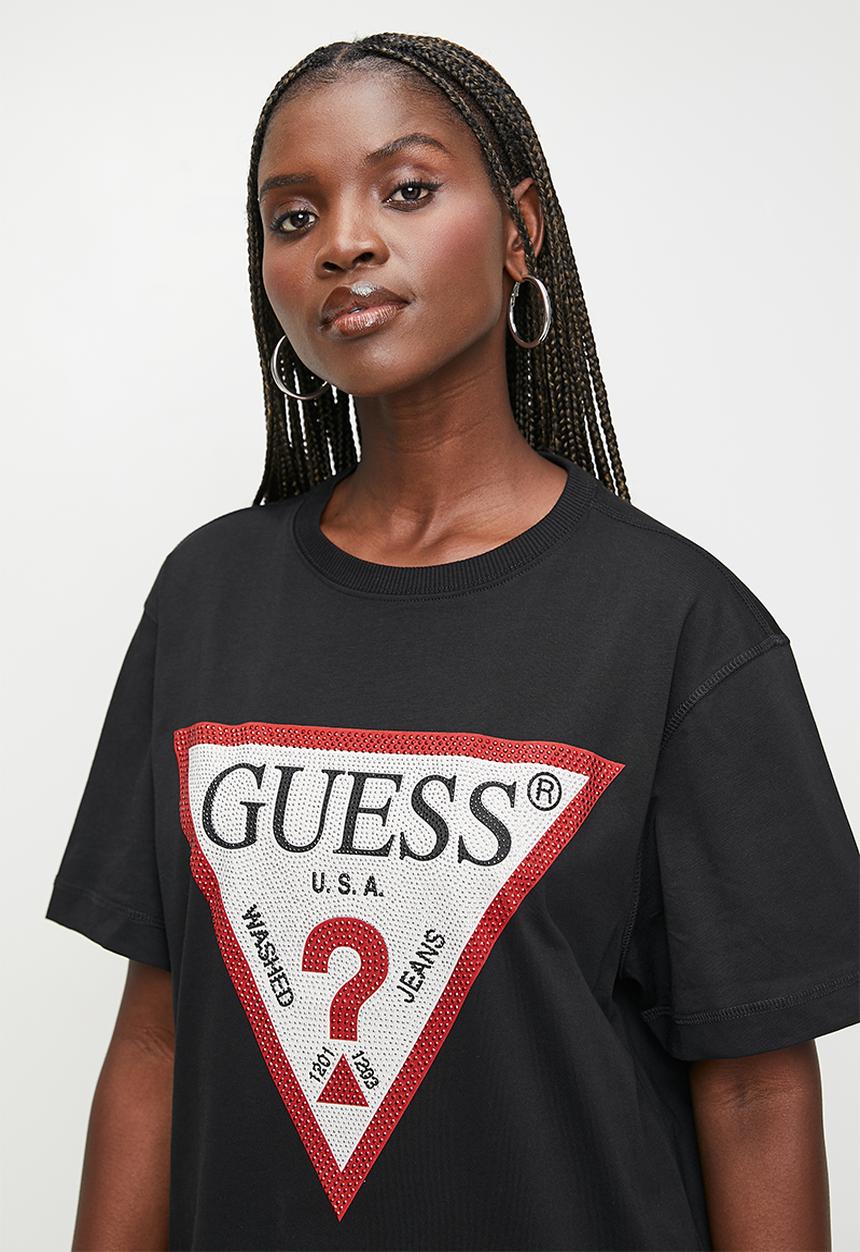 GUESS - Short sleeve crew neck triangle tee - black