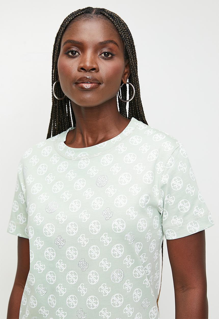 GUESS - Noémie 4g short sleeve T-shirt - 4g circle sparkle green aop	