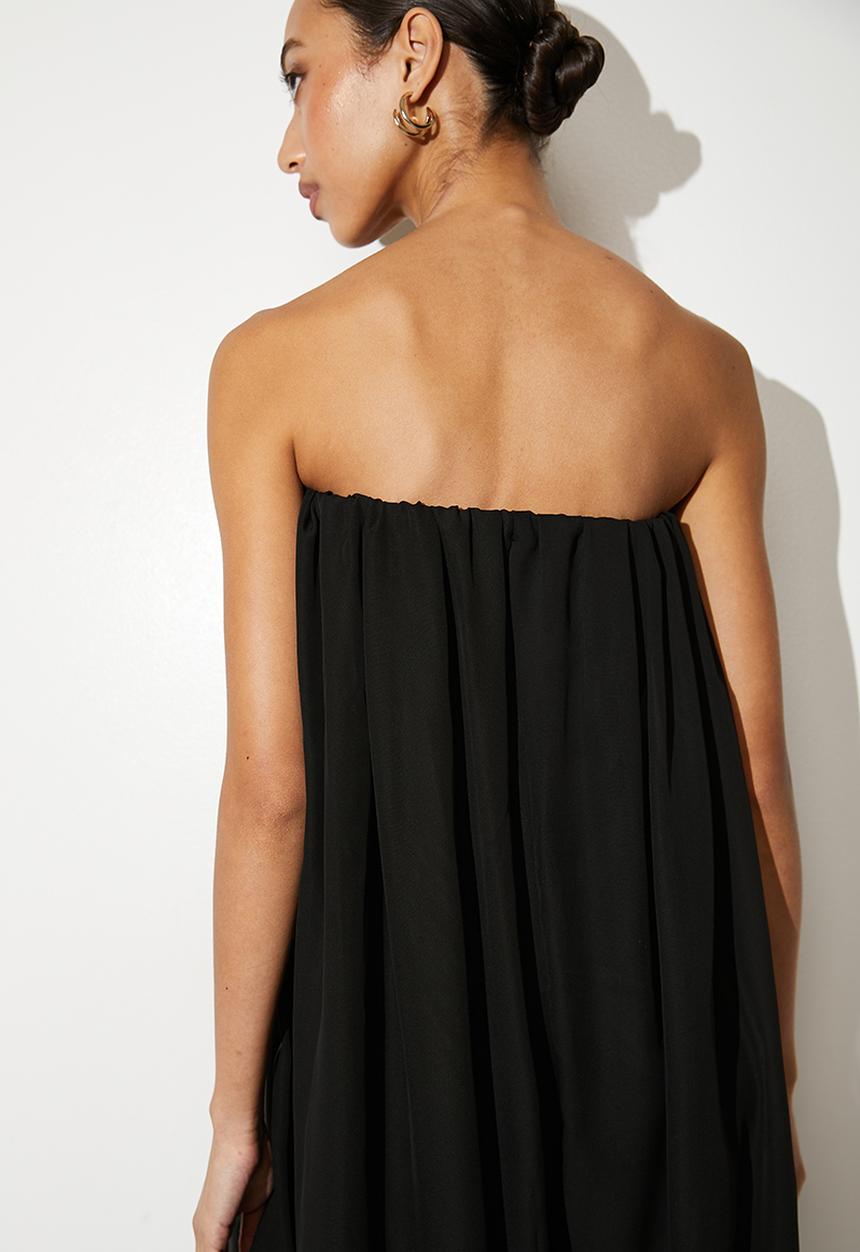 VELVET - Bandeau chiffon overlay jumpsuit - black