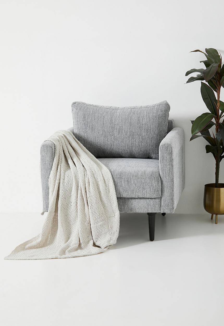 H&S - Cotton Knitted Throw - Ivory