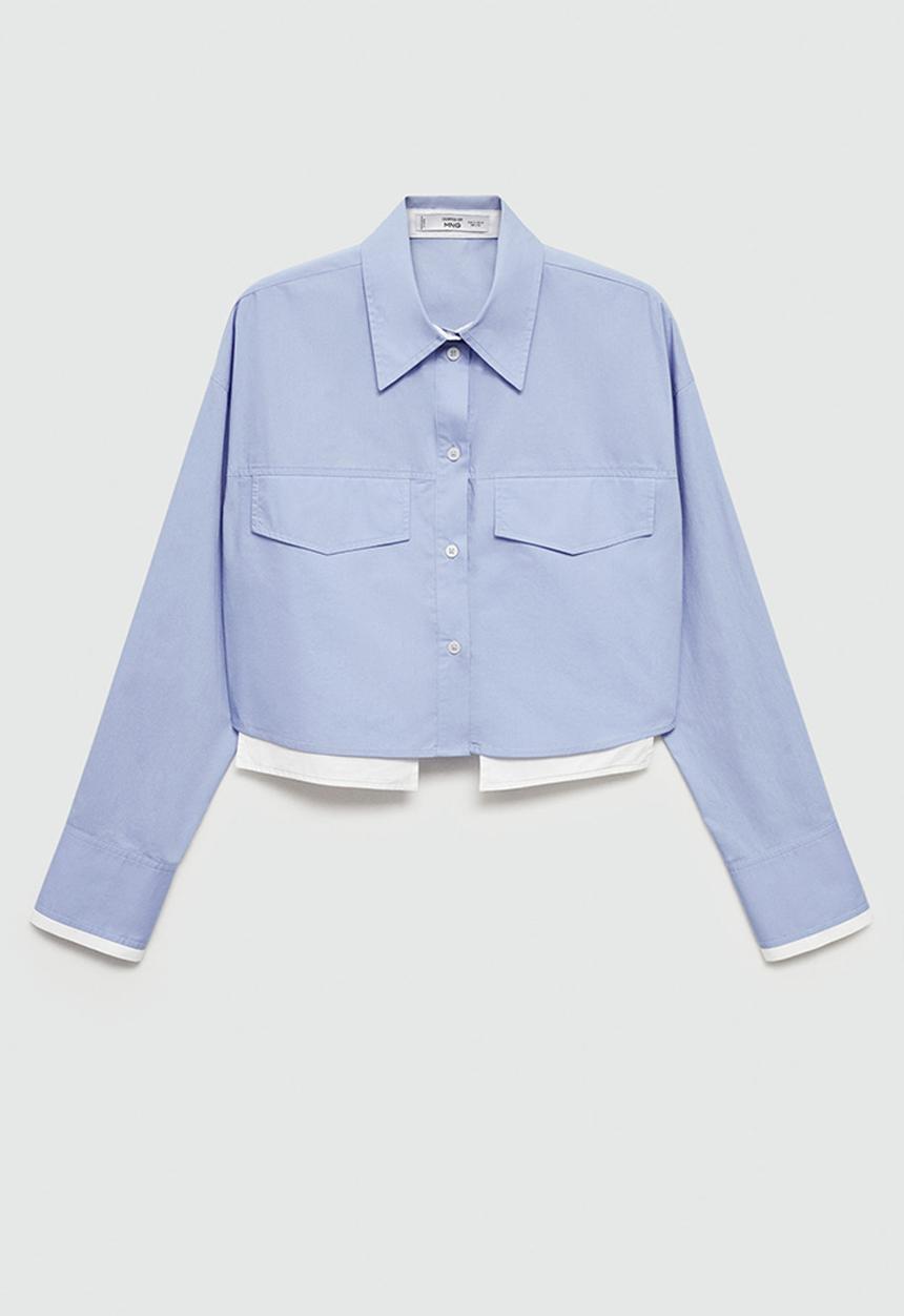 MANGO - Shirt Contrast - Light/Pastel Blue