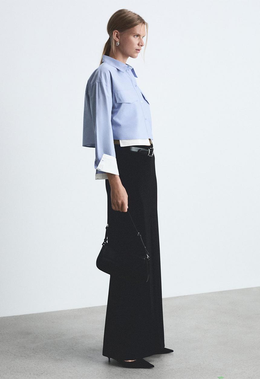 MANGO - Shirt Contrast - Light/Pastel Blue