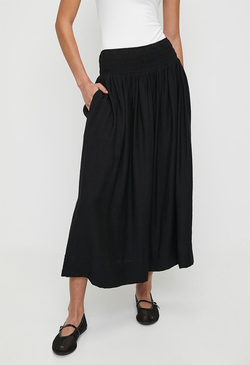 Superbalist - Capri linen full skirt - black