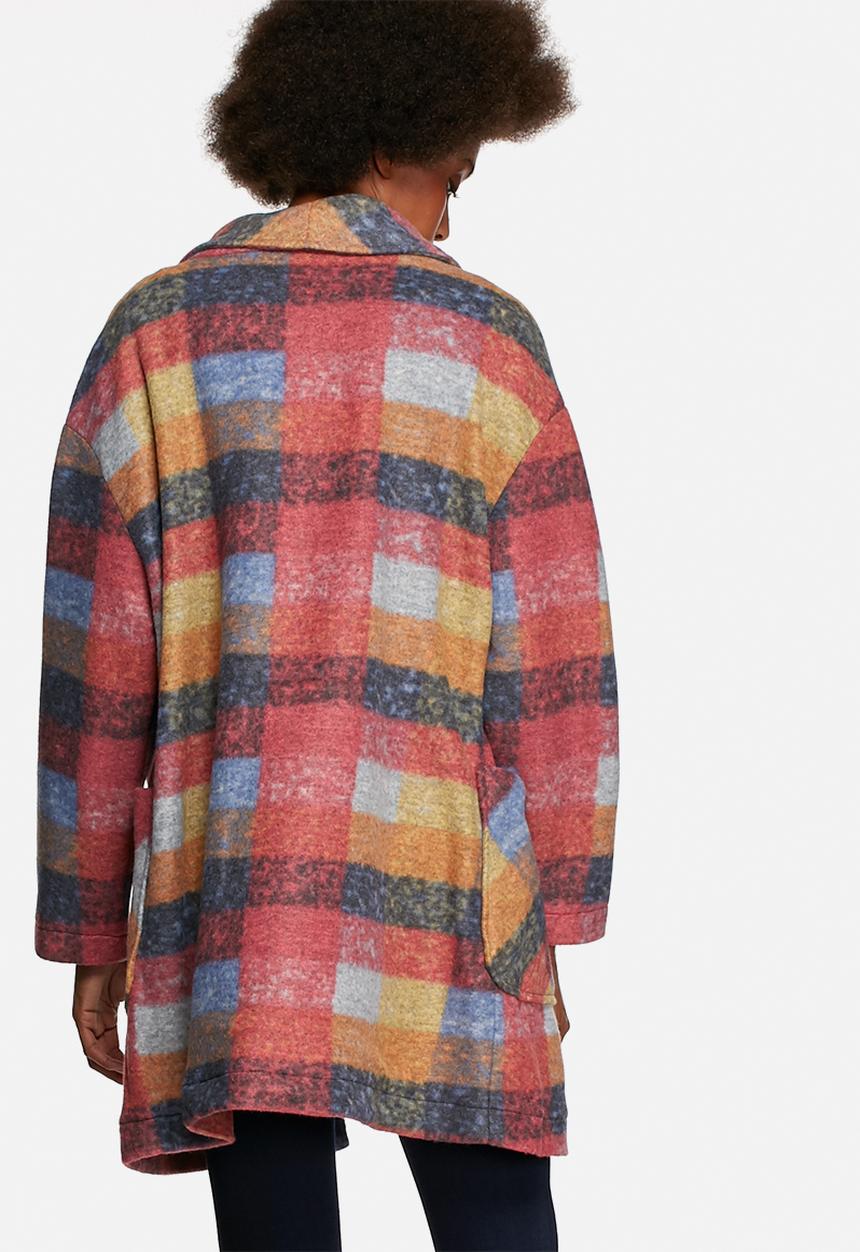 Native Youth - Check oversized cocoon coat