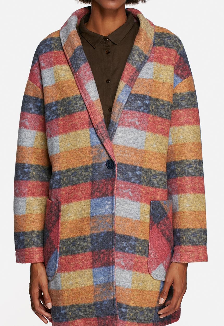 Native Youth - Check oversized cocoon coat