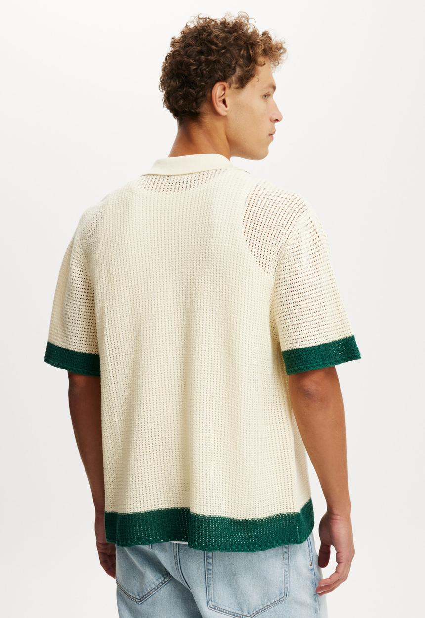 Cotton On - Pablo Short Sleeve Shirt - Green Retro Stripe
