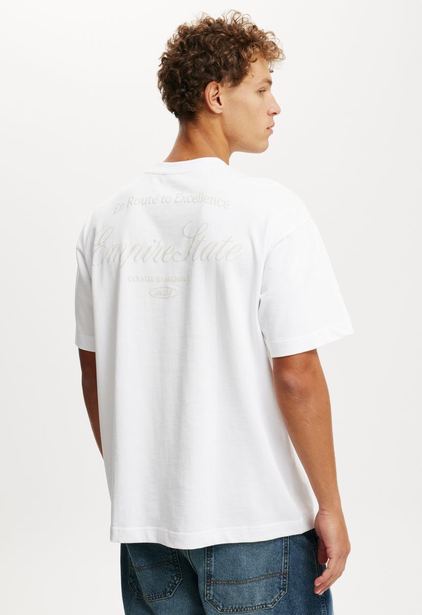 Cotton On - Box Fit Text T-shirt - White/Empire State