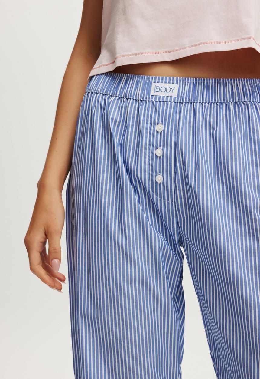 Cotton On - Boyfriend Boxer Pant - Blue/White Stripe