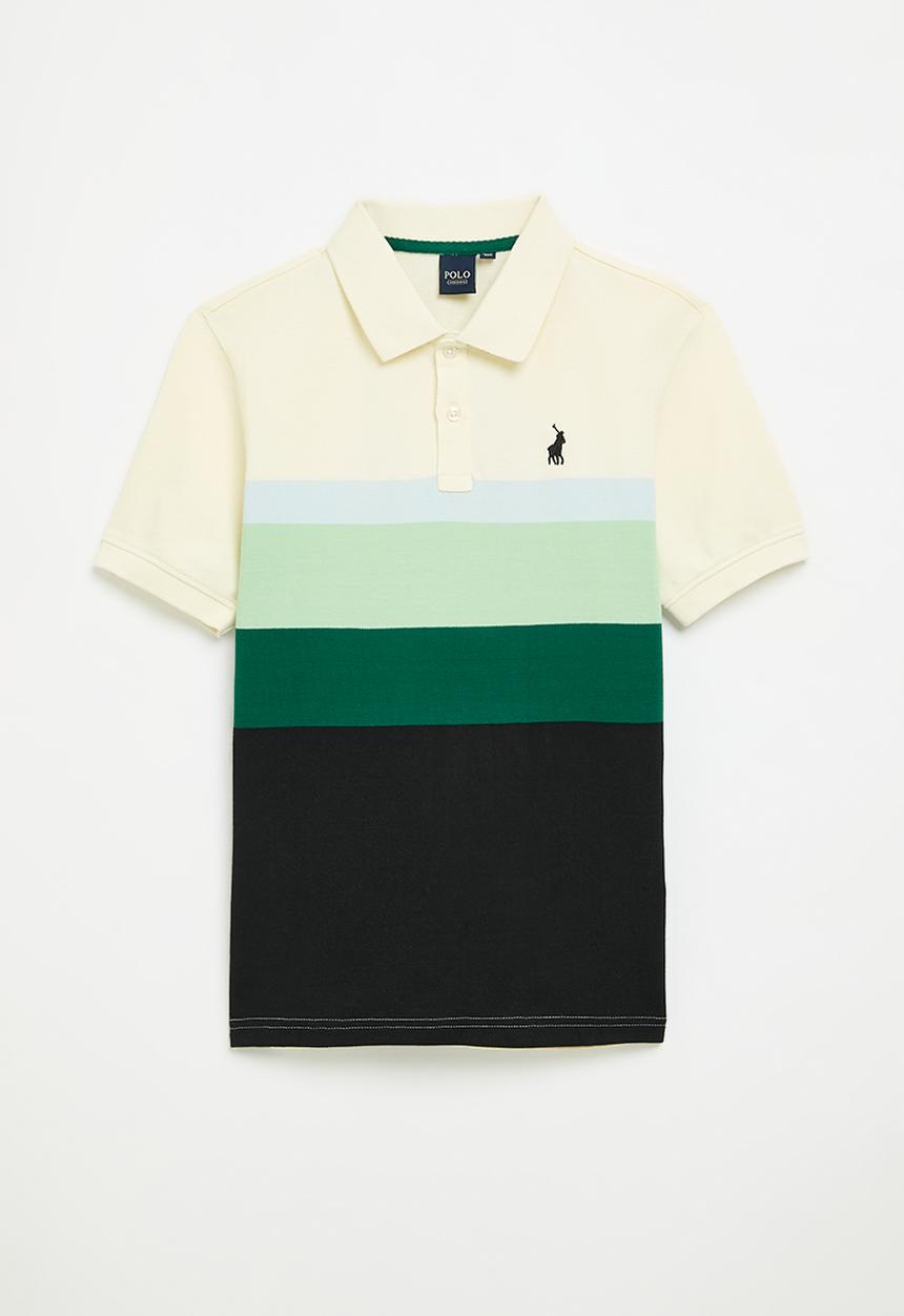 POLO - Boys warren striped ss golfer - sea green