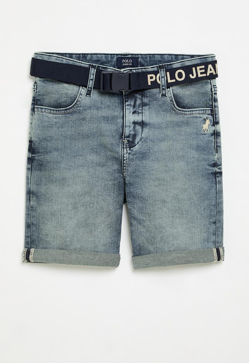 POLO - Boys jake belted denim short - medium wash