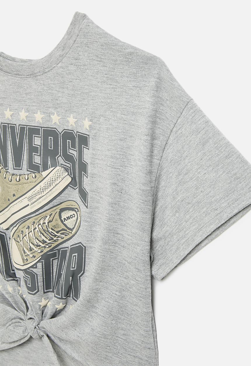 Converse - Cnvg tie front gfx boxy T-shirt - dk grey heather