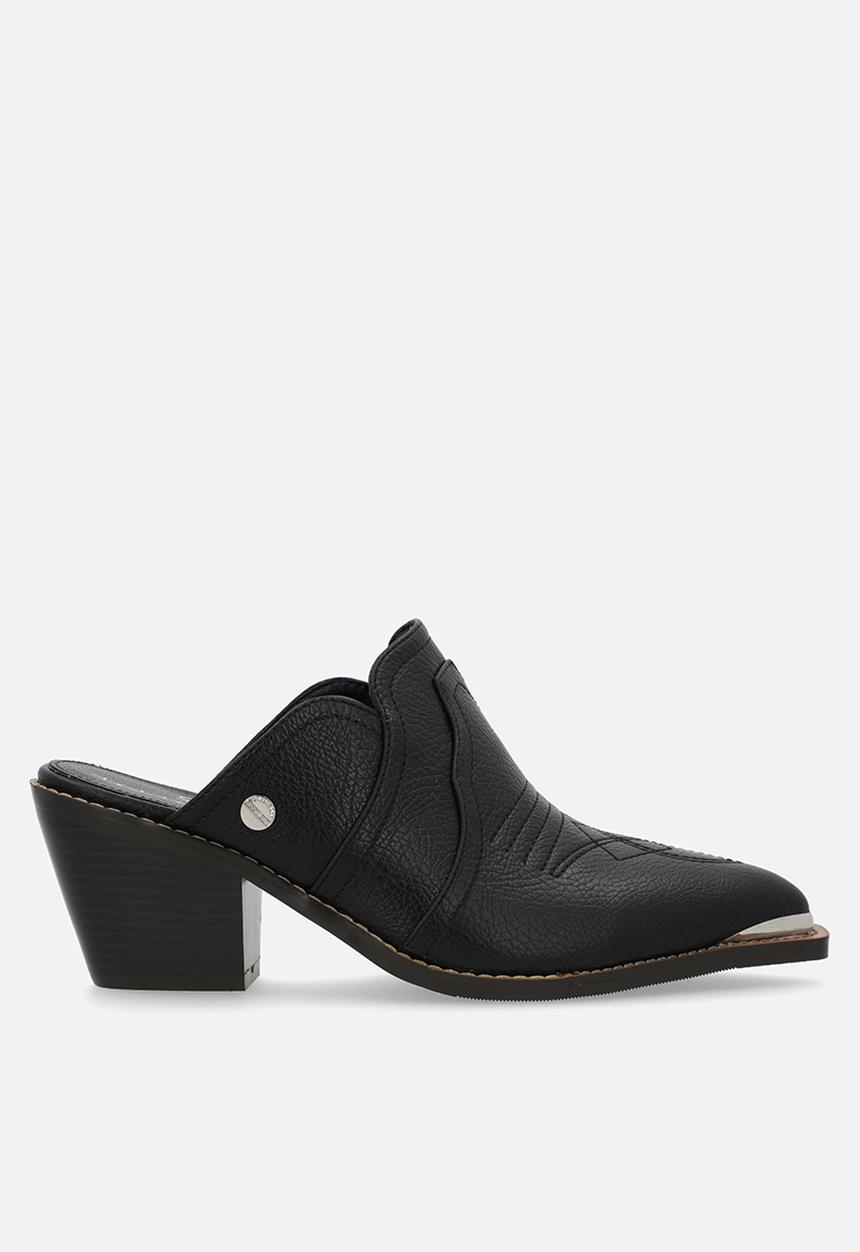 SISSY BOY - Texas hold em: cowboy mule with block heel - black 