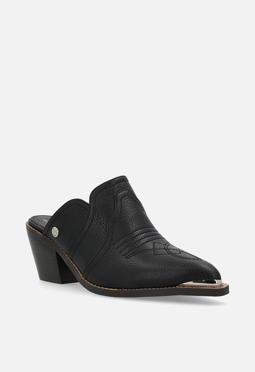 SISSY BOY - Texas hold em: cowboy mule with block heel - black 