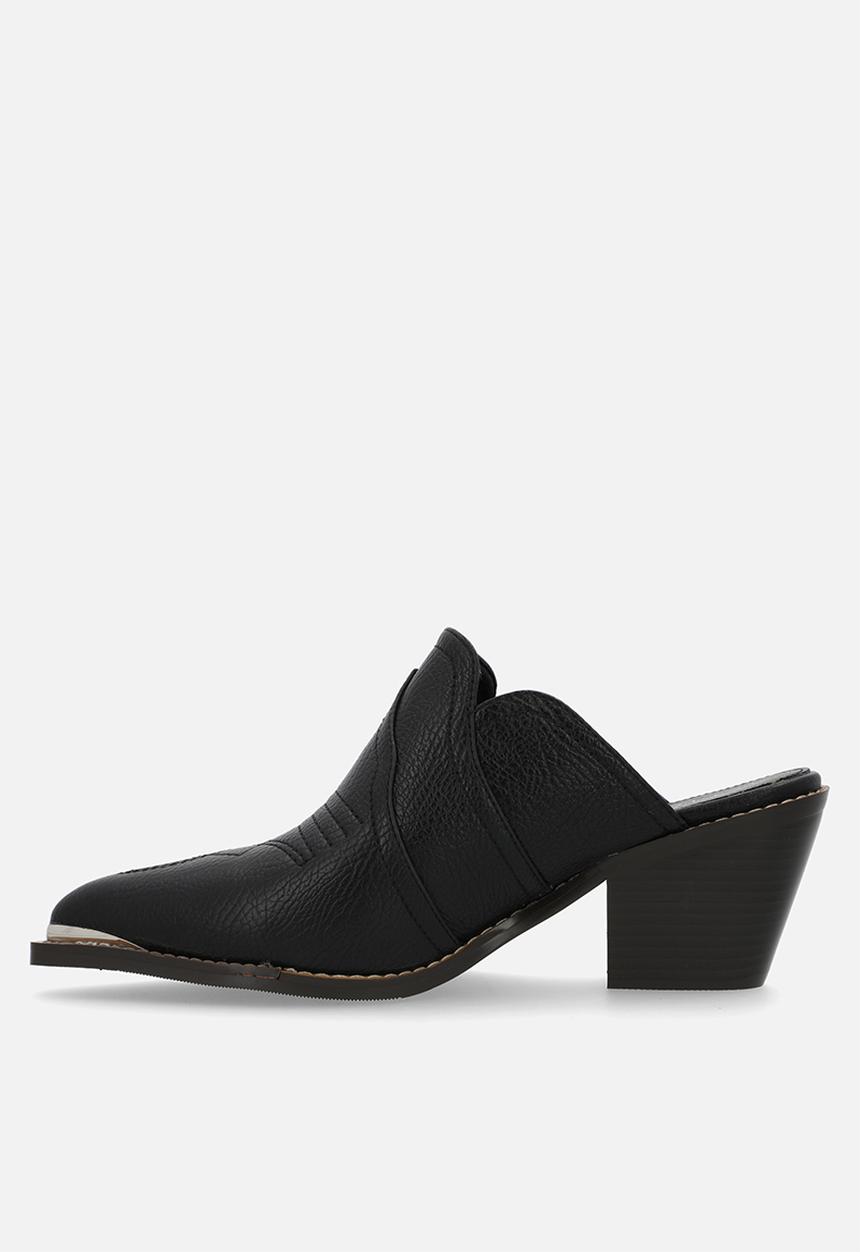 SISSY BOY - Texas hold em: cowboy mule with block heel - black 