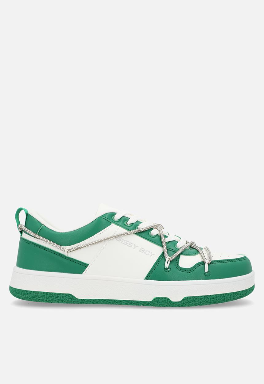SISSY BOY - Colourblock sneaker with diamante trim - white/green
