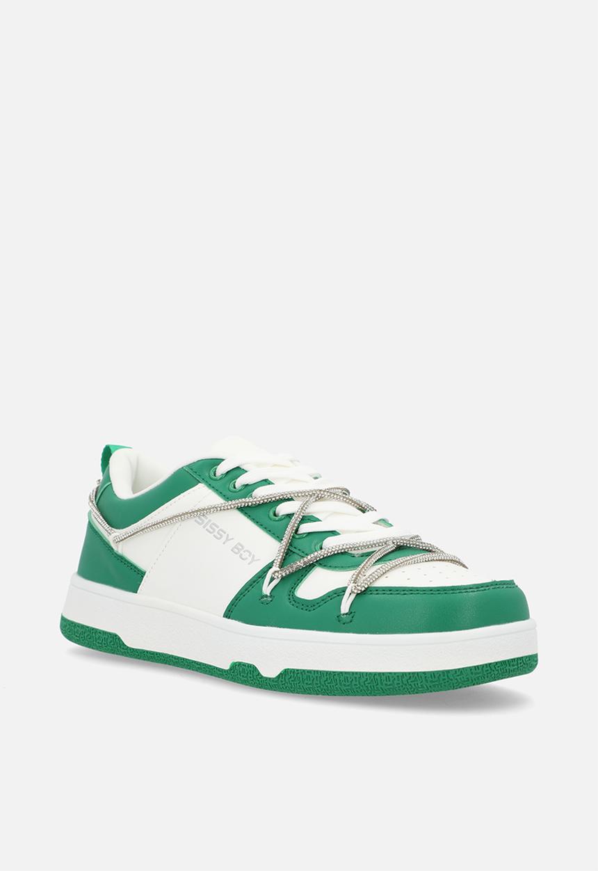 SISSY BOY - Colourblock sneaker with diamante trim - white/green