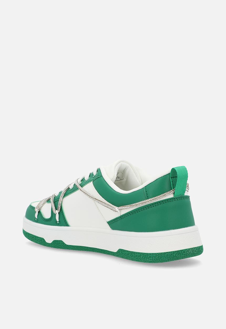SISSY BOY - Colourblock sneaker with diamante trim - white/green