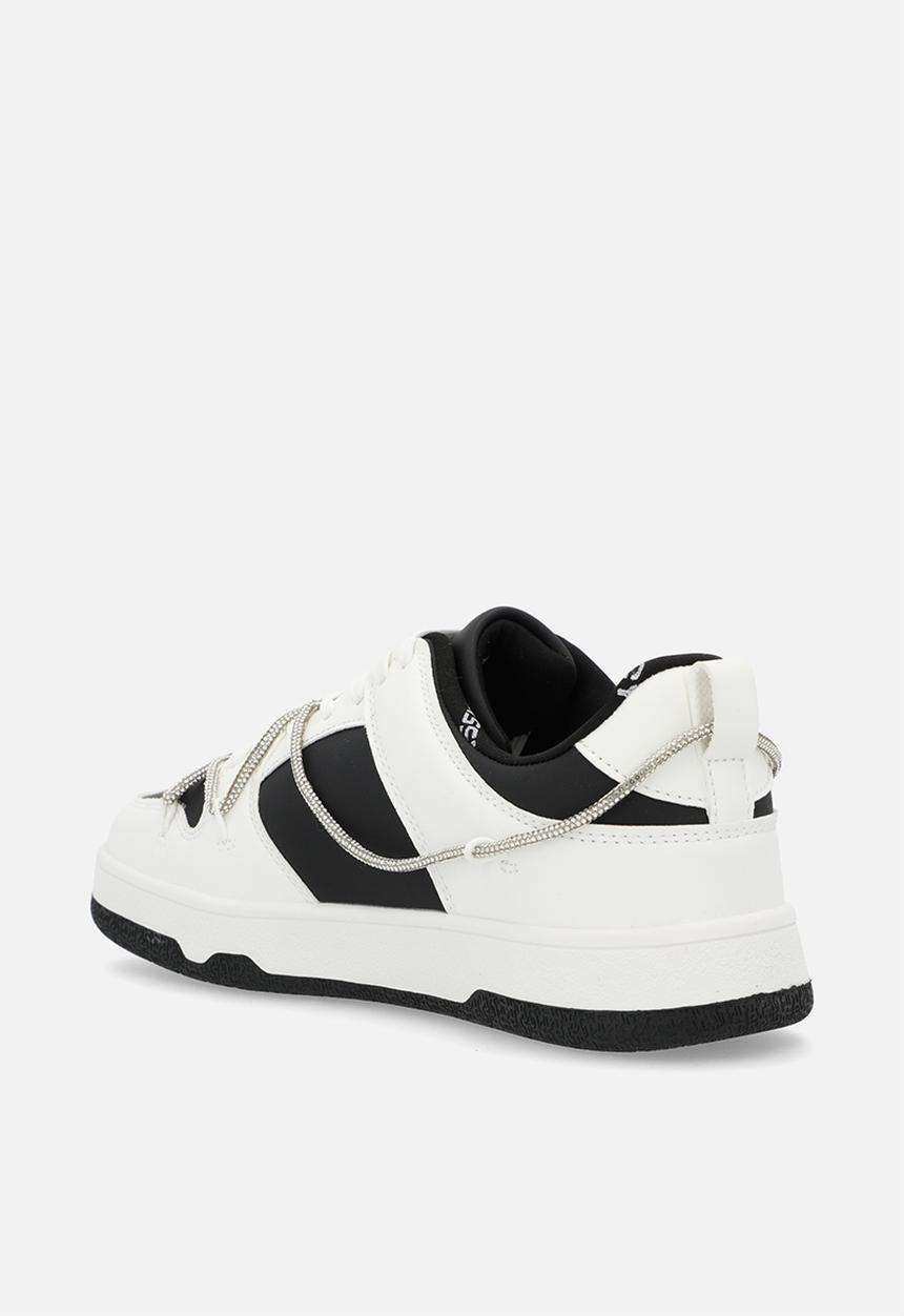 SISSY BOY - Colourblock sneaker with diamante trim - white/black