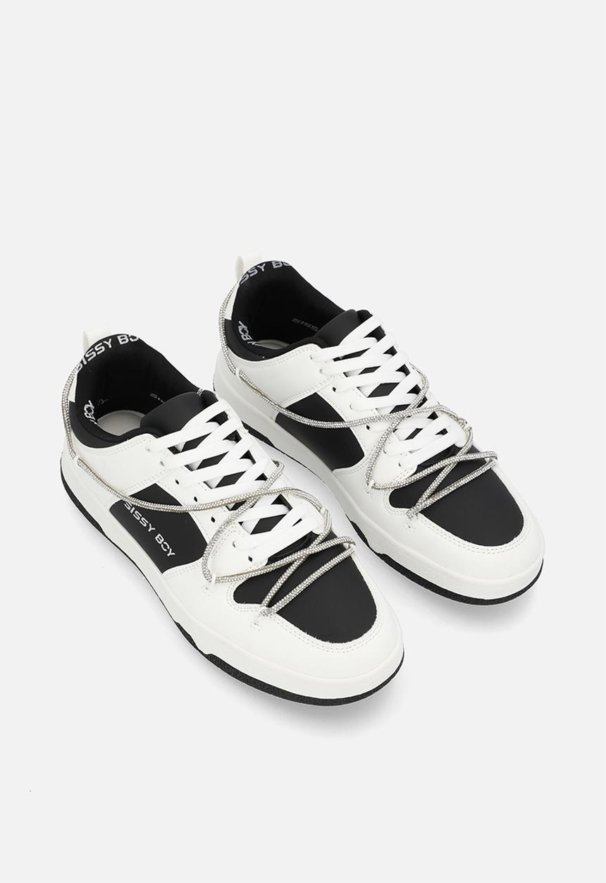 SISSY BOY - Colourblock sneaker with diamante trim - white/black