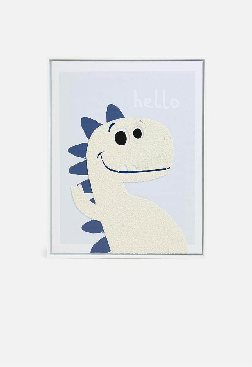 Hello framed canvas with 3d objects - white